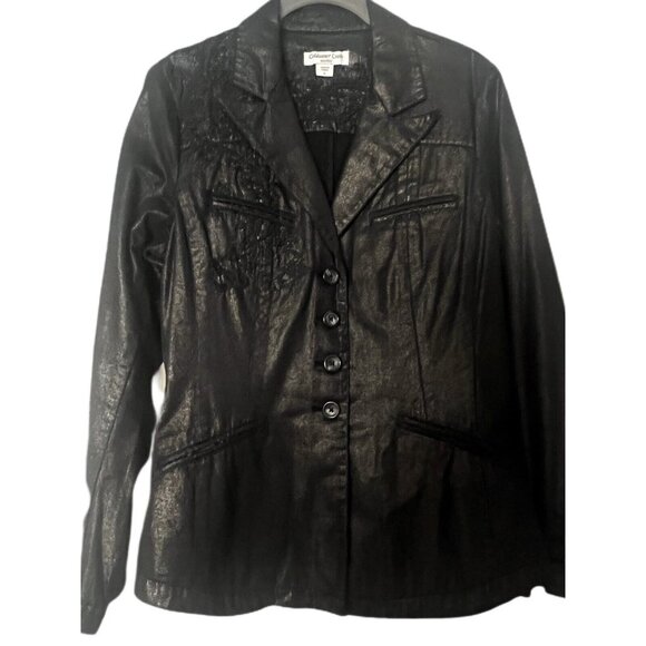 Coldwater Creek Shaped 6 Black Jacket Metallic Woven Embroidery Blazer NWOT - Picture 8 of 8